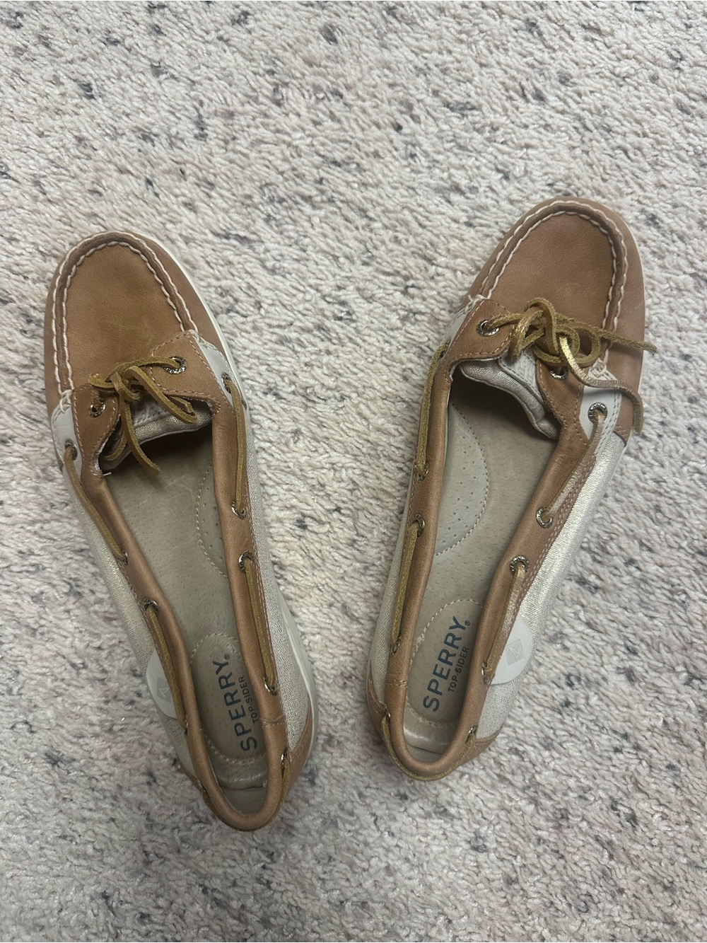 Sperry Women’s Tan and Cream Moccasin Boat Shoes